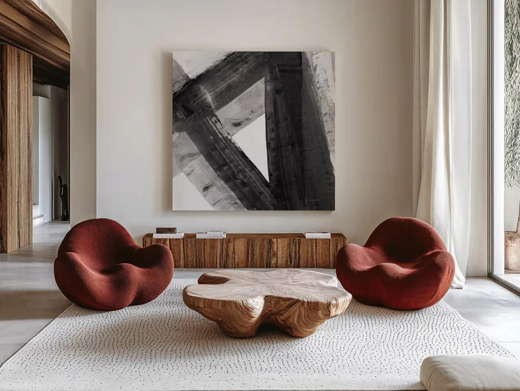 Under the Bridge IV Dark Crop by Albena Hristova. Shown as extra-large giant wall art in a modern living room. Available as an archival giclee rolled canvas, fine art paper, or poster print. SKU 68430a.