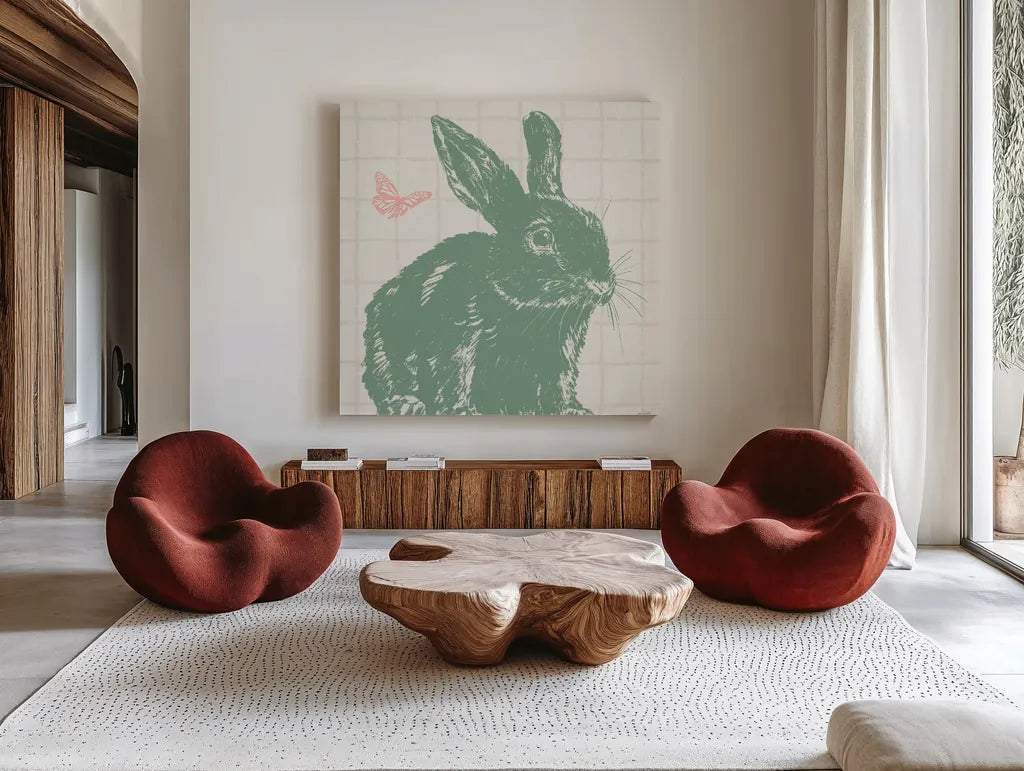 Spring Delight VI by Anne Tavoletti. Shown as extra-large giant wall art in a modern living room. Available as an archival giclee rolled canvas, fine art paper, or poster print. SKU 92085a.