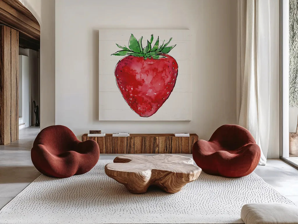 Sweet Summer VII No Words by Anne Tavoletti. Shown as extra-large giant wall art in a modern living room. Available as an archival giclee rolled canvas, fine art paper, or poster print. SKU 87780a.