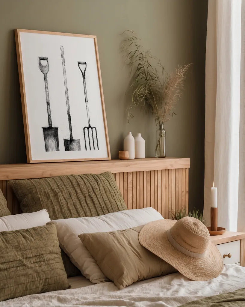 Farm and Garden VII by Avery Tillmon. shown as a paper print in a natural frame. Available as a archival giclee rolled canvas, fine art paper, or poster print. SKU 59903h.