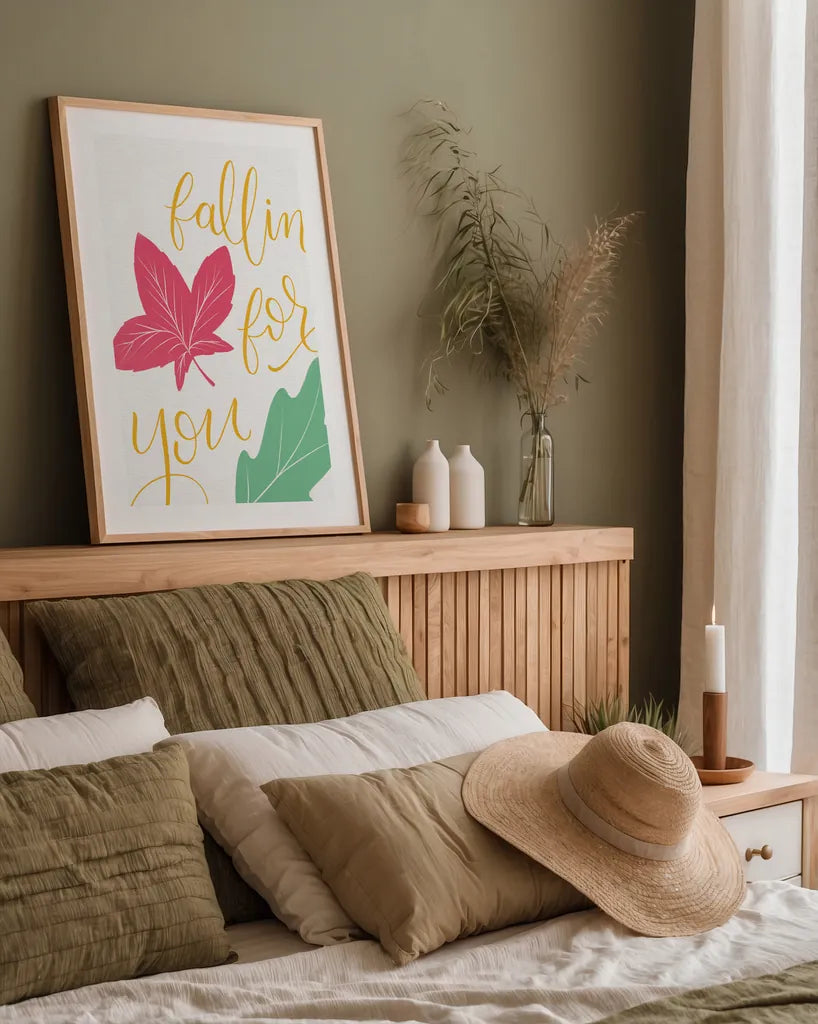 Fallin For You Bright by Becky Thorns. shown as a paper print in a natural frame. Available as a archival giclee rolled canvas, fine art paper, or poster print. SKU 65036h.