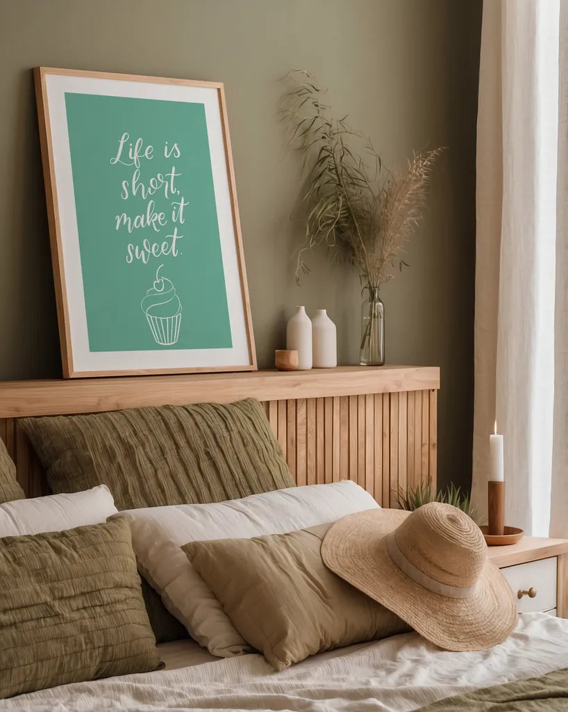 Kitchen Words I by Becky Thorns. shown as a paper print in a natural frame. Available as a archival giclee rolled canvas, fine art paper, or poster print. SKU 65482h.
