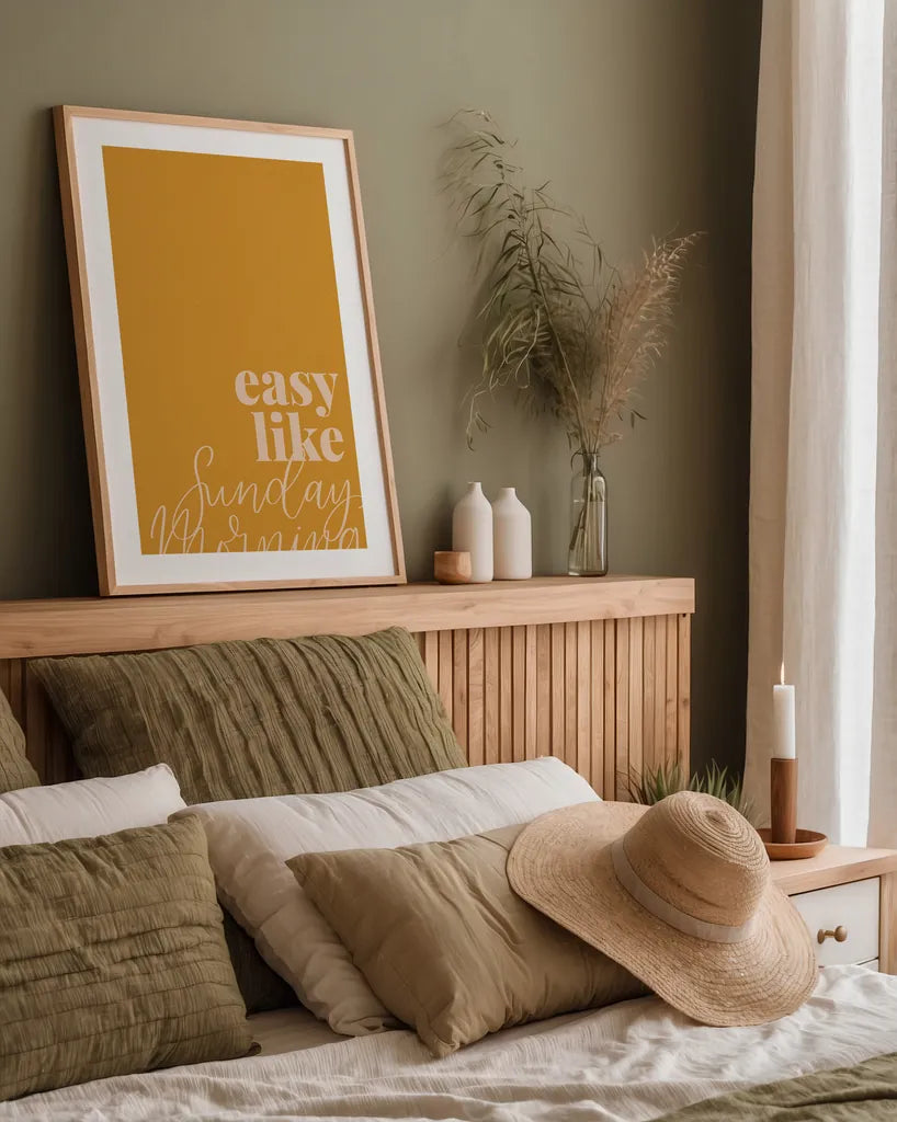 Retro Home III by Becky Thorns. shown as a paper print in a natural frame. Available as a archival giclee rolled canvas, fine art paper, or poster print. SKU 71983h.