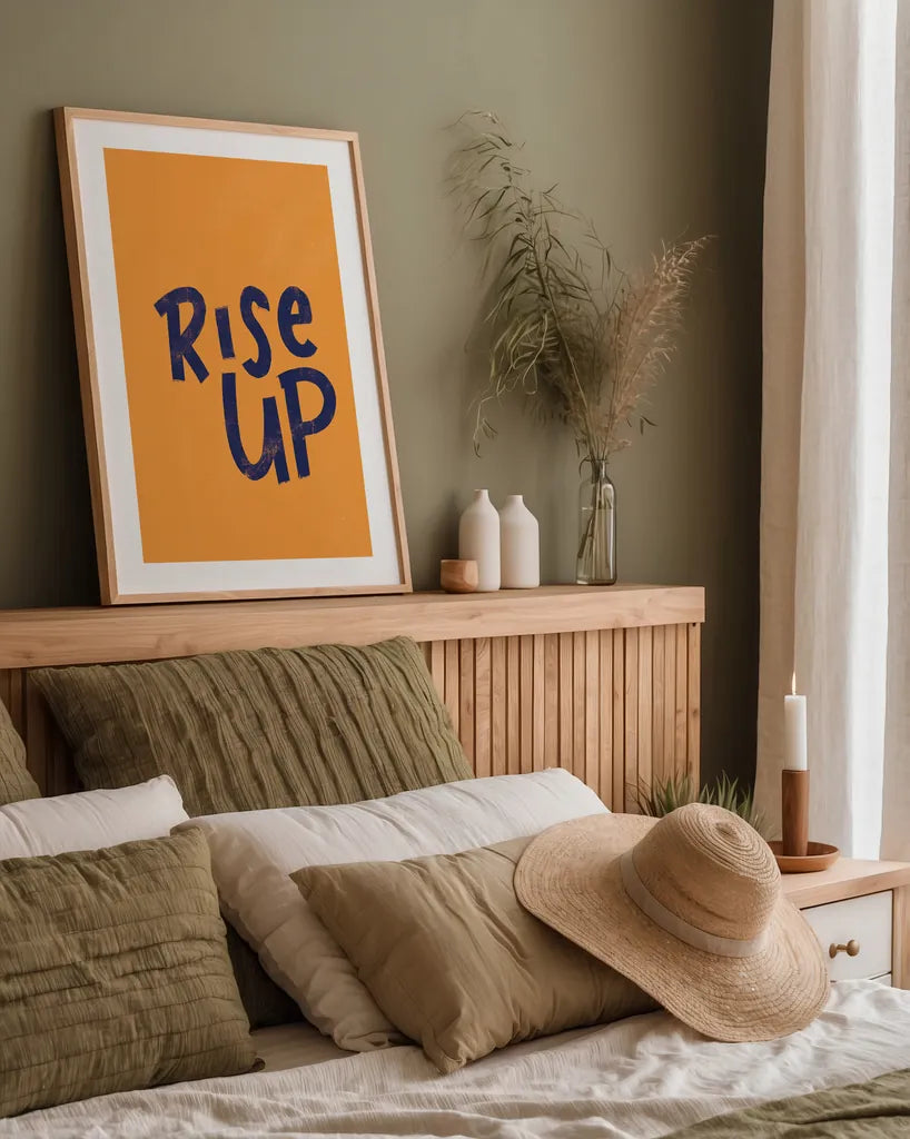Rise Up II by Becky Thorns. shown as a paper print in a natural frame. Available as a archival giclee rolled canvas, fine art paper, or poster print. SKU 67922h.