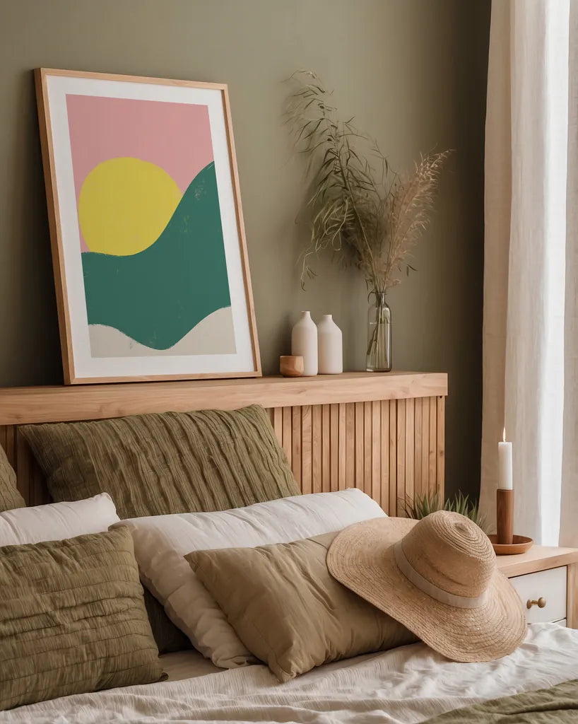 Sun Chaser II by Becky Thorns. shown as a paper print in a natural frame. Available as a archival giclee rolled canvas, fine art paper, or poster print. SKU 65317h.