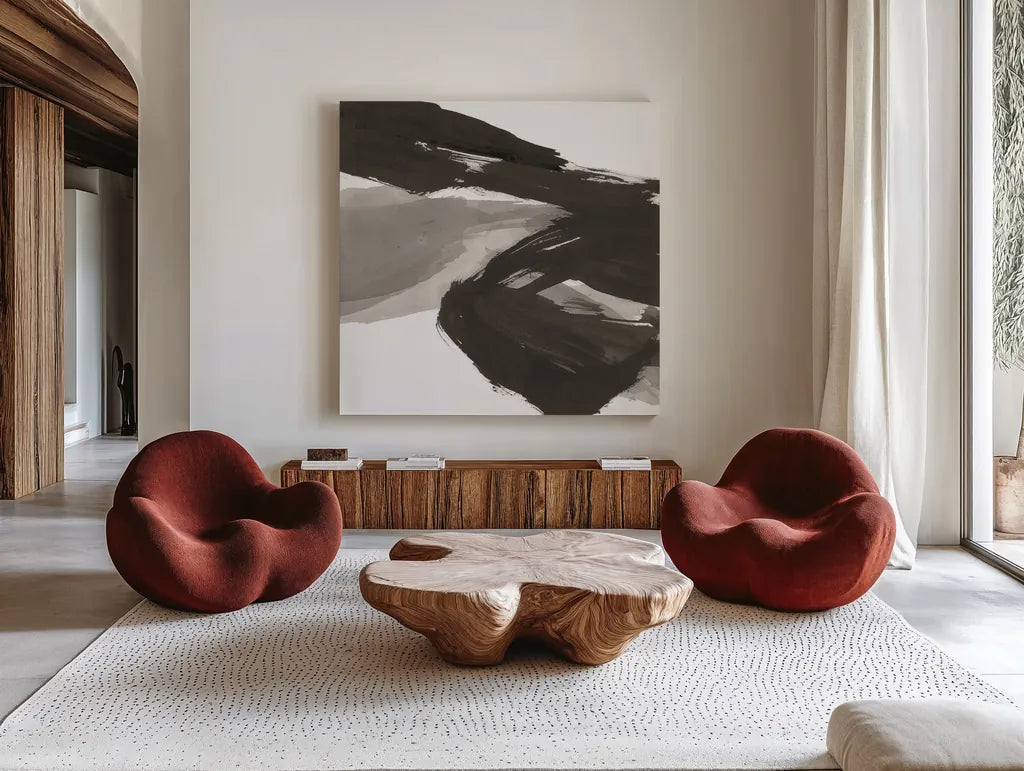 Chaos I by Chris Paschke. Shown as extra-large giant wall art in a modern living room. Available as an archival giclee rolled canvas, fine art paper, or poster print. SKU 71865a.