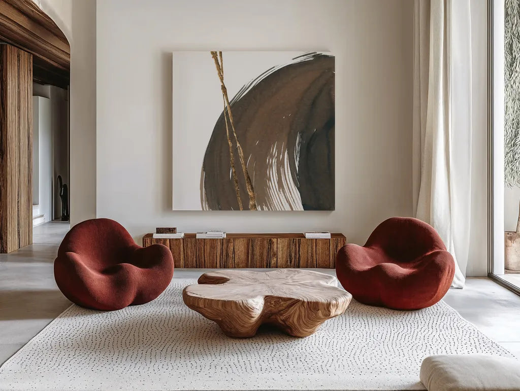 Curvature I by Chris Paschke. Shown as extra-large giant wall art in a modern living room. Available as an archival giclee rolled canvas, fine art paper, or poster print. SKU 78115a.