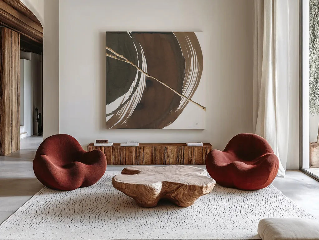 Curvature IV by Chris Paschke. Shown as extra-large giant wall art in a modern living room. Available as an archival giclee rolled canvas, fine art paper, or poster print. SKU 78118a.