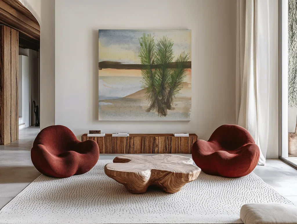 Desert Yucca by Chris Paschke. Shown as extra-large giant wall art in a modern living room. Available as an archival giclee rolled canvas, fine art paper, or poster print. SKU 23900a.