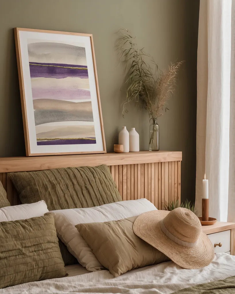 Gilded Amethyst I by Chris Paschke. shown as a paper print in a natural frame. Available as a archival giclee rolled canvas, fine art paper, or poster print. SKU 26748h.