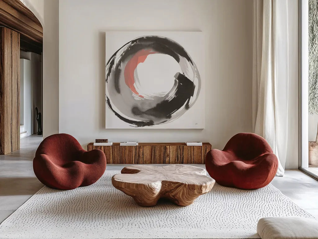 Hake Clay III by Chris Paschke. Shown as extra-large giant wall art in a modern living room. Available as an archival giclee rolled canvas, fine art paper, or poster print. SKU 70667a.