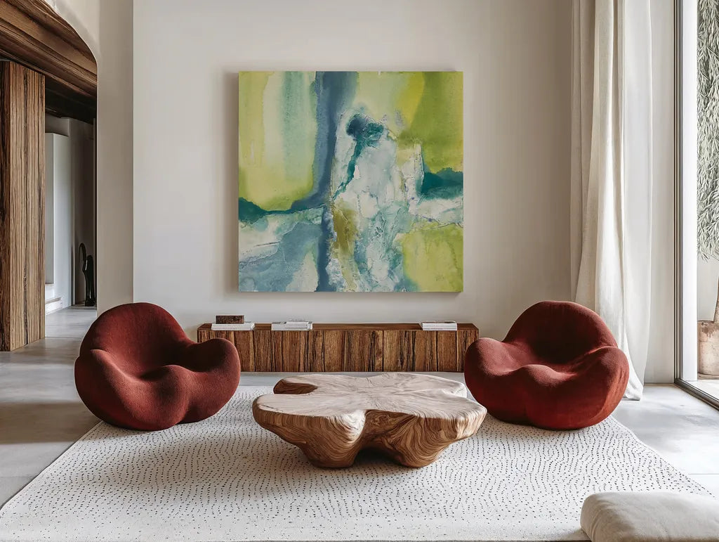 Incomplete by Chris Paschke. Shown as extra-large giant wall art in a modern living room. Available as an archival giclee rolled canvas, fine art paper, or poster print. SKU 39564a.