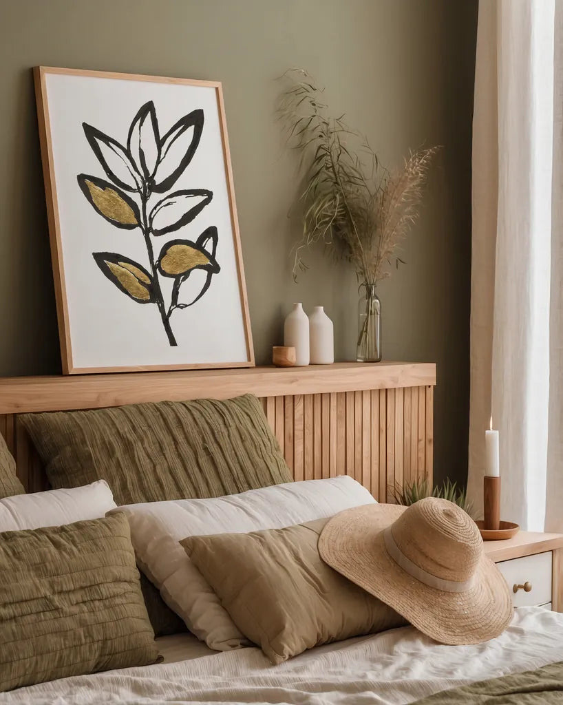 Leafed IX by Chris Paschke. shown as a paper print in a natural frame. Available as a archival giclee rolled canvas, fine art paper, or poster print. SKU 64204h.