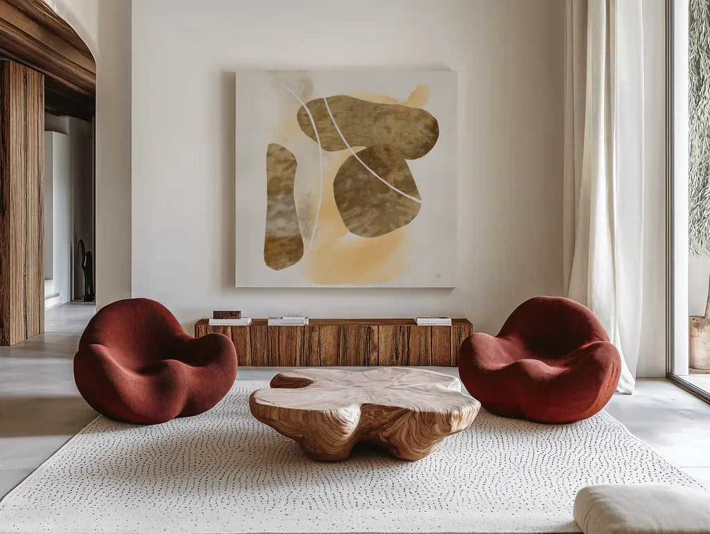Metallic Textures IV by Chris Paschke. Shown as extra-large giant wall art in a modern living room. Available as an archival giclee rolled canvas, fine art paper, or poster print. SKU 94783a.
