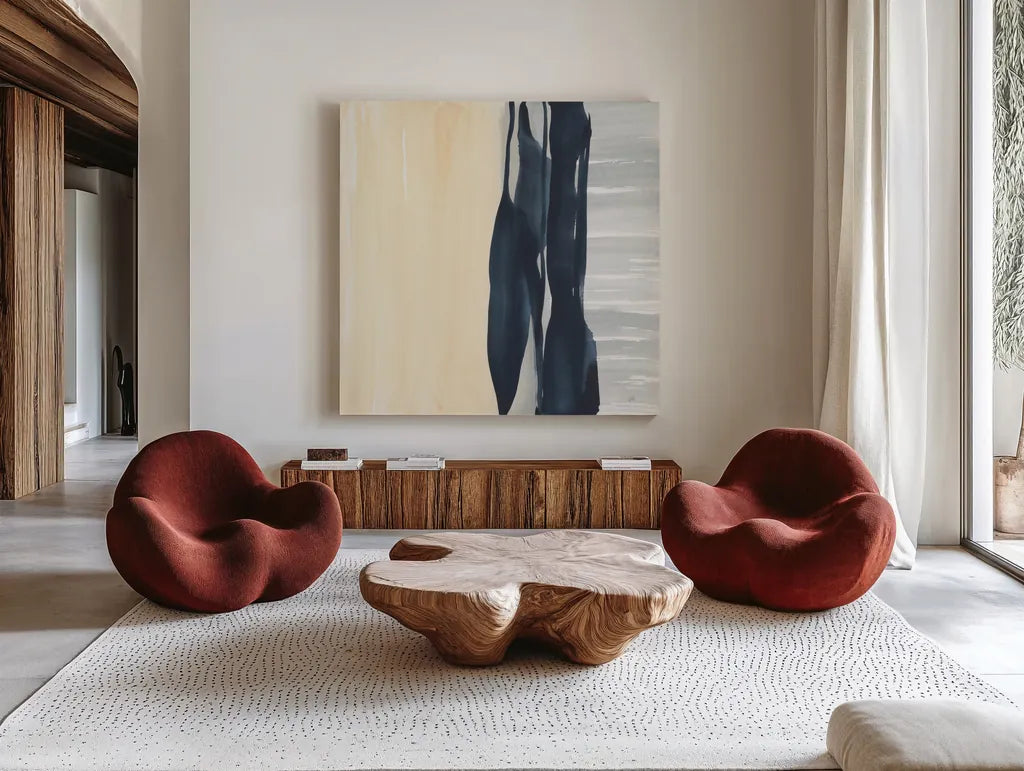 Musings I by Chris Paschke. Shown as extra-large giant wall art in a modern living room. Available as an archival giclee rolled canvas, fine art paper, or poster print. SKU 83787a.