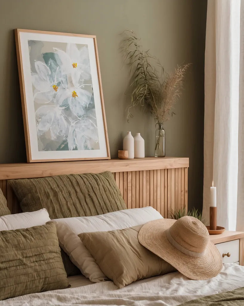 Narcissus I by Chris Paschke. shown as a paper print in a natural frame. Available as a archival giclee rolled canvas, fine art paper, or poster print. SKU 80811h.