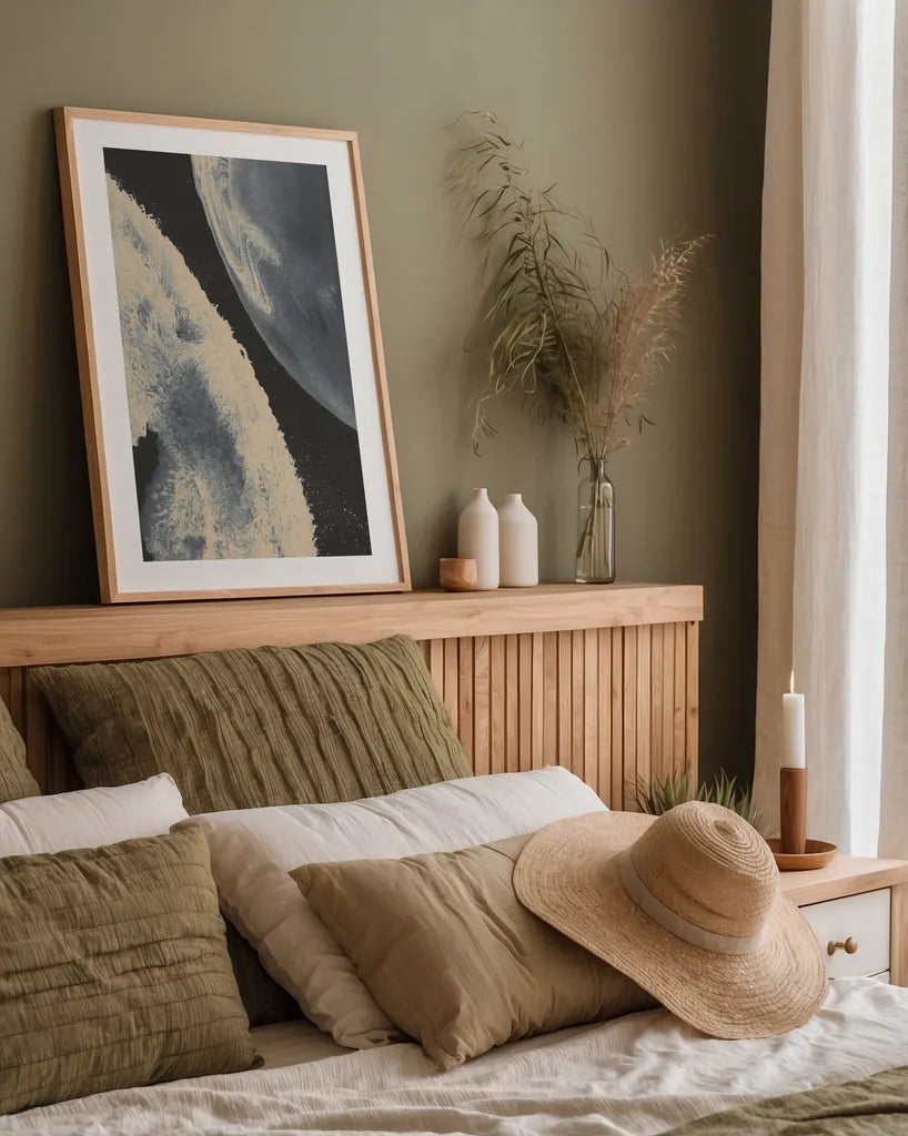 Planetary I by Chris Paschke. shown as a paper print in a natural frame. Available as a archival giclee rolled canvas, fine art paper, or poster print. SKU 83791h.