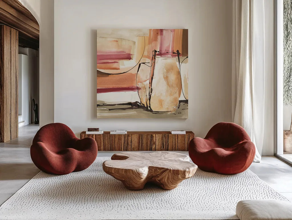 Sedona II by Chris Paschke. Shown as extra-large giant wall art in a modern living room. Available as an archival giclee rolled canvas, fine art paper, or poster print. SKU 19485a.