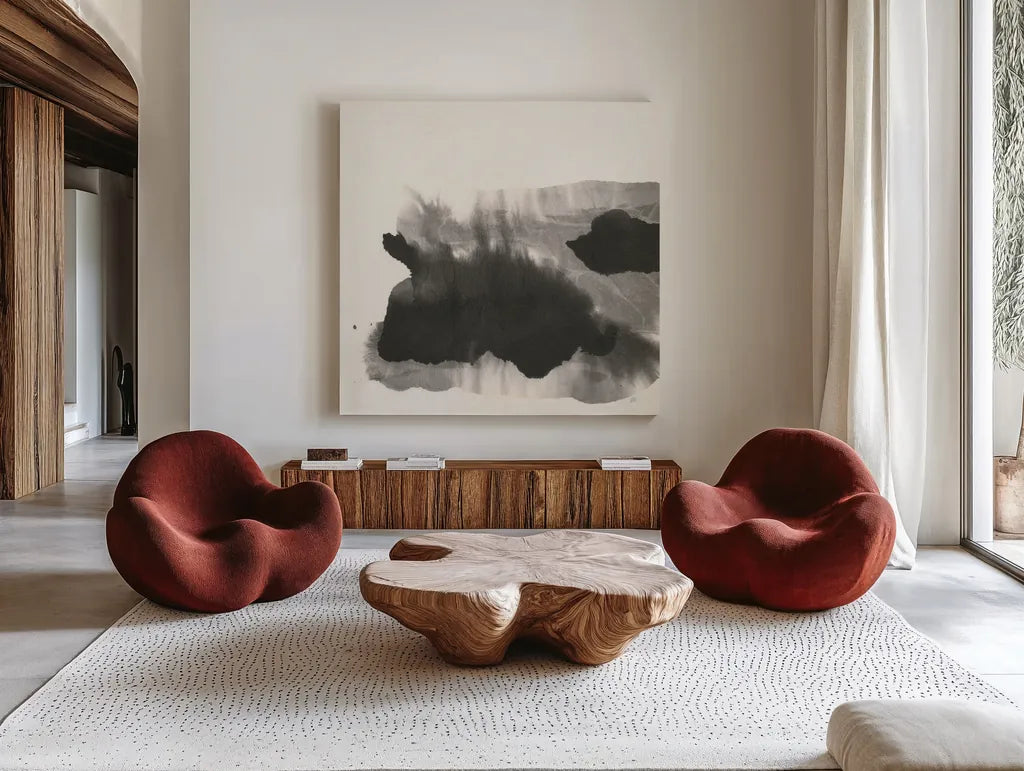 Transitions VIII by Chris Paschke. Shown as extra-large giant wall art in a modern living room. Available as an archival giclee rolled canvas, fine art paper, or poster print. SKU 74744a.