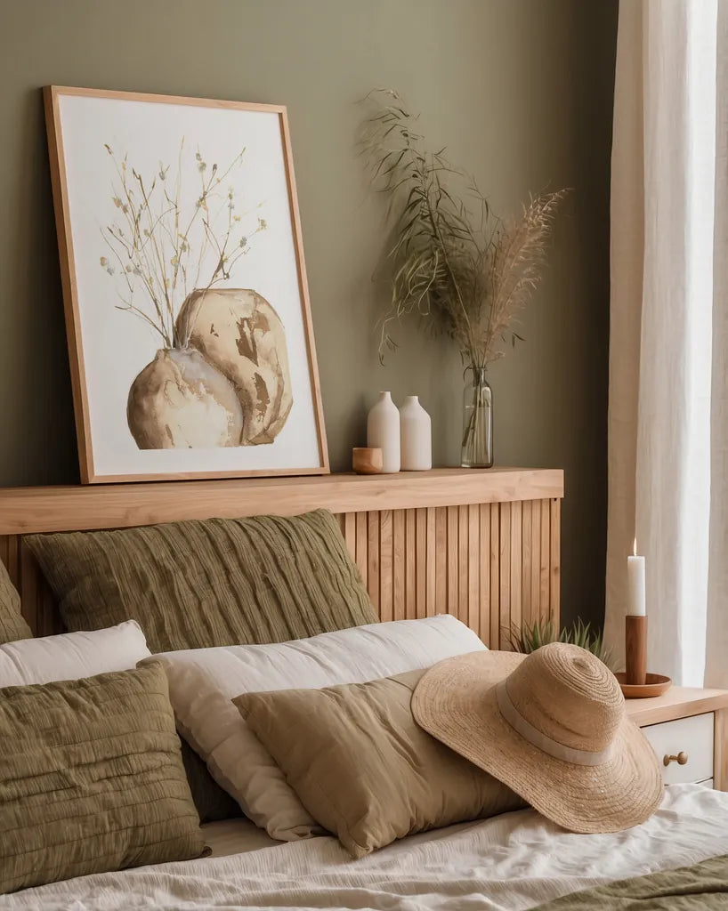 Vase Branch by Chris Paschke. shown as a paper print in a natural frame. Available as a archival giclee rolled canvas, fine art paper, or poster print. SKU 75449h.