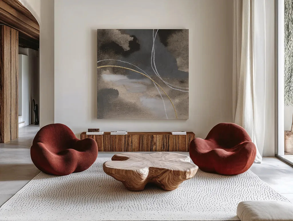 Water Canvas IV by Chris Paschke. Shown as extra-large giant wall art in a modern living room. Available as an archival giclee rolled canvas, fine art paper, or poster print. SKU 95429a.