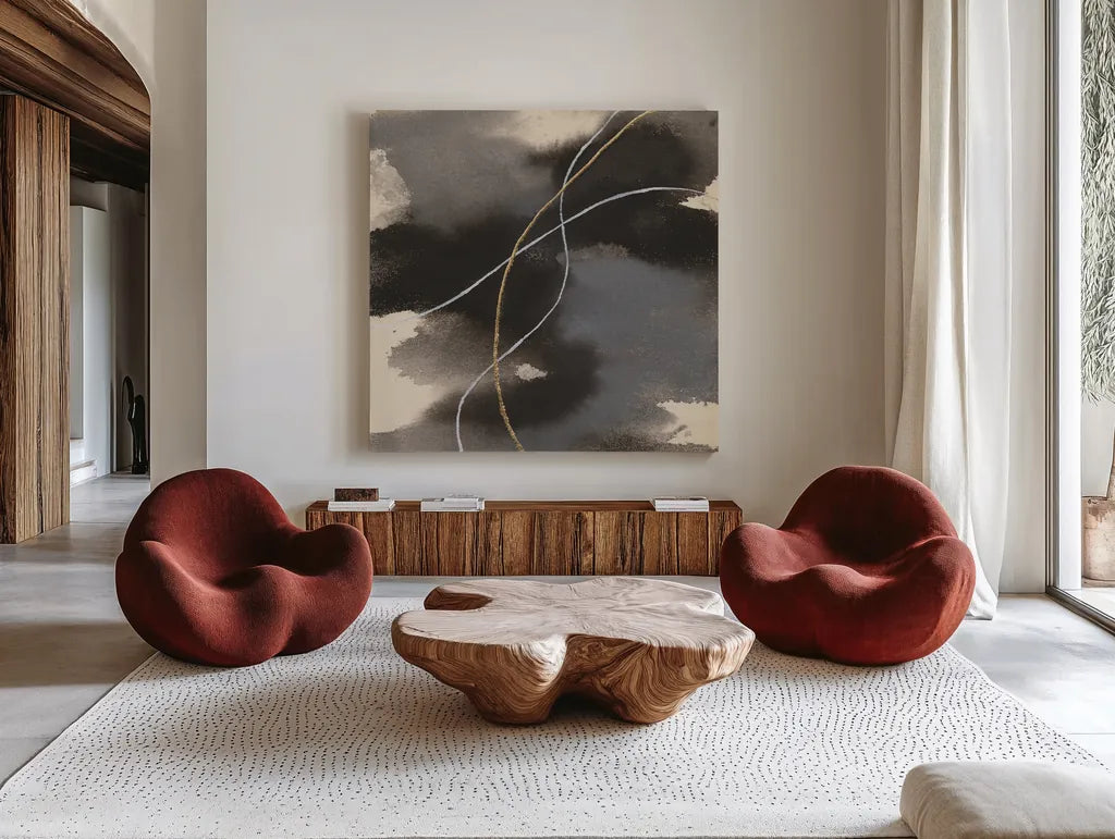 Water Canvas V by Chris Paschke. Shown as extra-large giant wall art in a modern living room. Available as an archival giclee rolled canvas, fine art paper, or poster print. SKU 95430a.