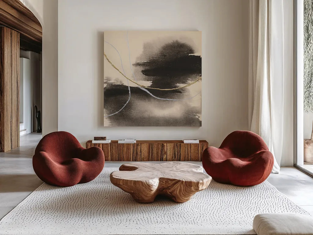 Water Canvas VIII by Chris Paschke. Shown as extra-large giant wall art in a modern living room. Available as an archival giclee rolled canvas, fine art paper, or poster print. SKU 95433a.