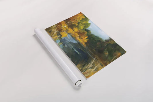 Autumn River by Danhui Nai. shown as a rolled paper print. Available as archival giclee rolled canvas, fine art paper, or poster print. SKU 100348i.