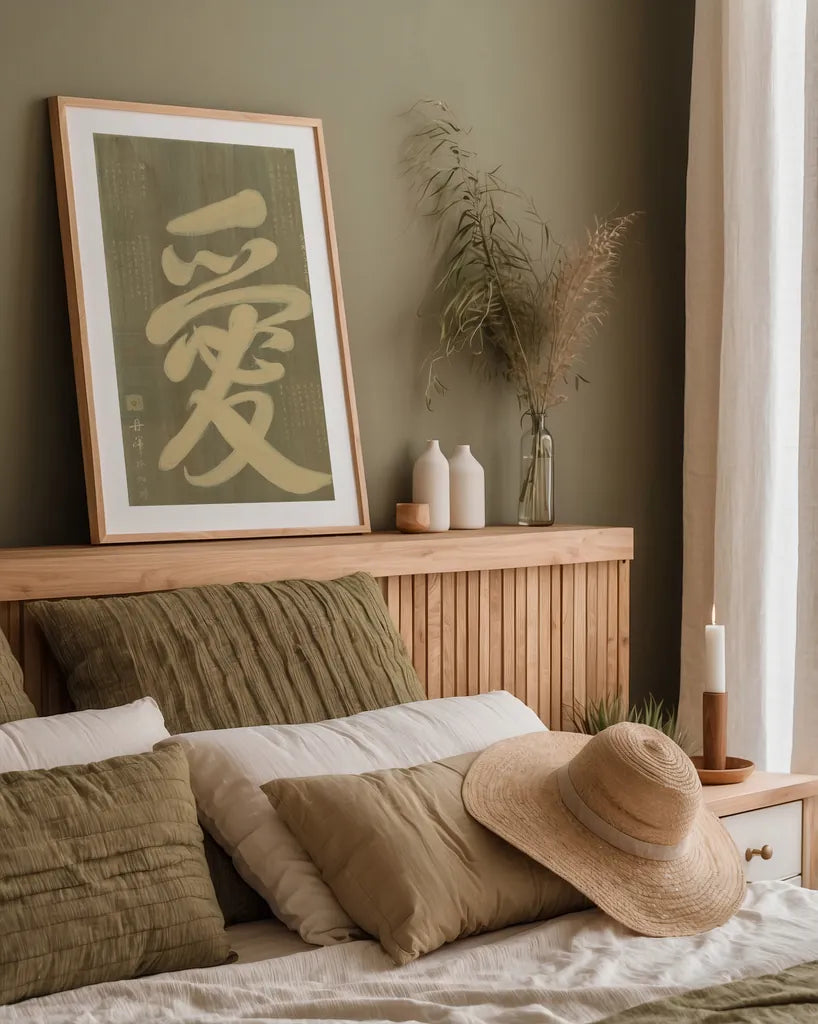 Love by Danhui Nai. shown as a paper print in a natural frame. Available as a archival giclee rolled canvas, fine art paper, or poster print. SKU 93223h.