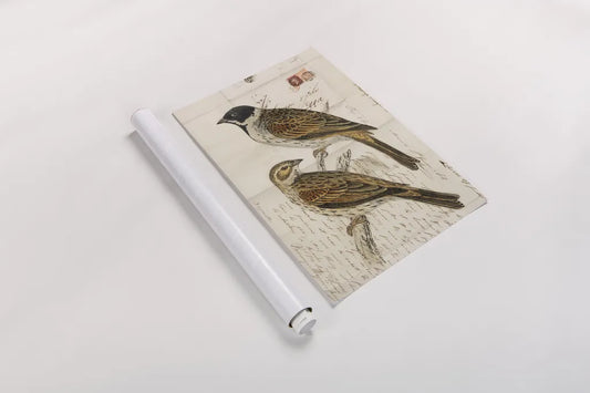 Black Headed Bunting by Deborah Revell. shown as a rolled paper print. Available as archival giclee rolled canvas, fine art paper, or poster print. SKU 101631h.