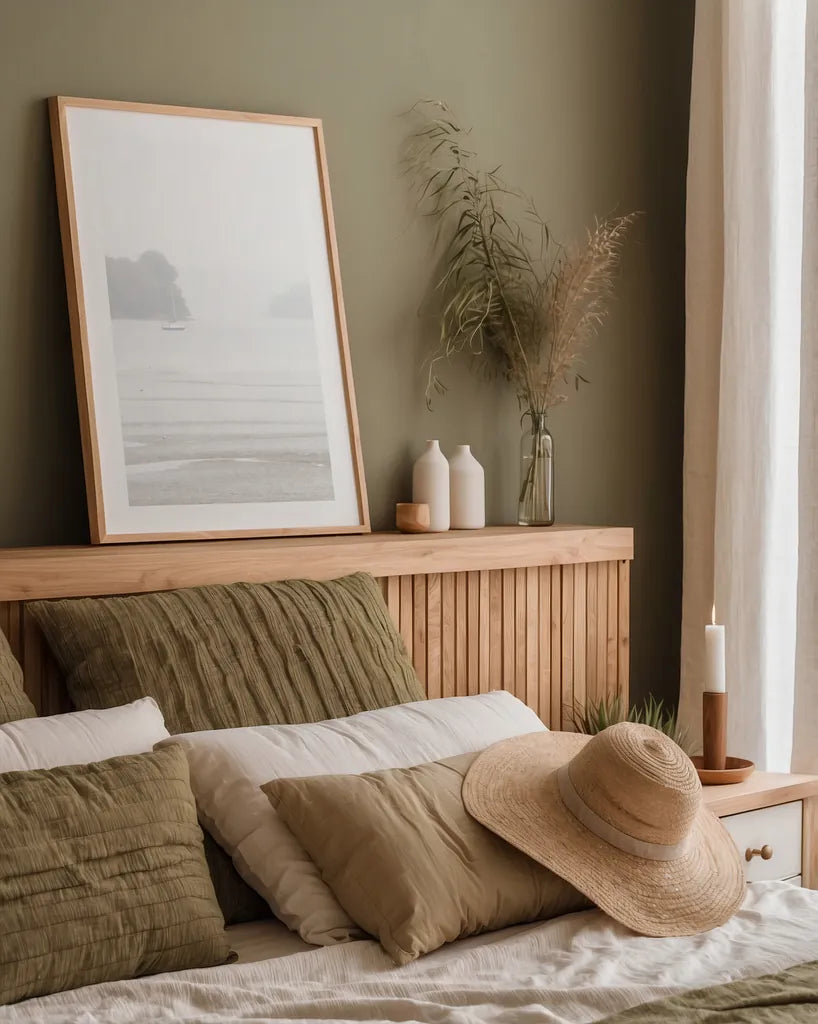 Misty Morning I by Deborah Revell. shown as a paper print in a natural frame. Available as a archival giclee rolled canvas, fine art paper, or poster print. SKU 101147h.