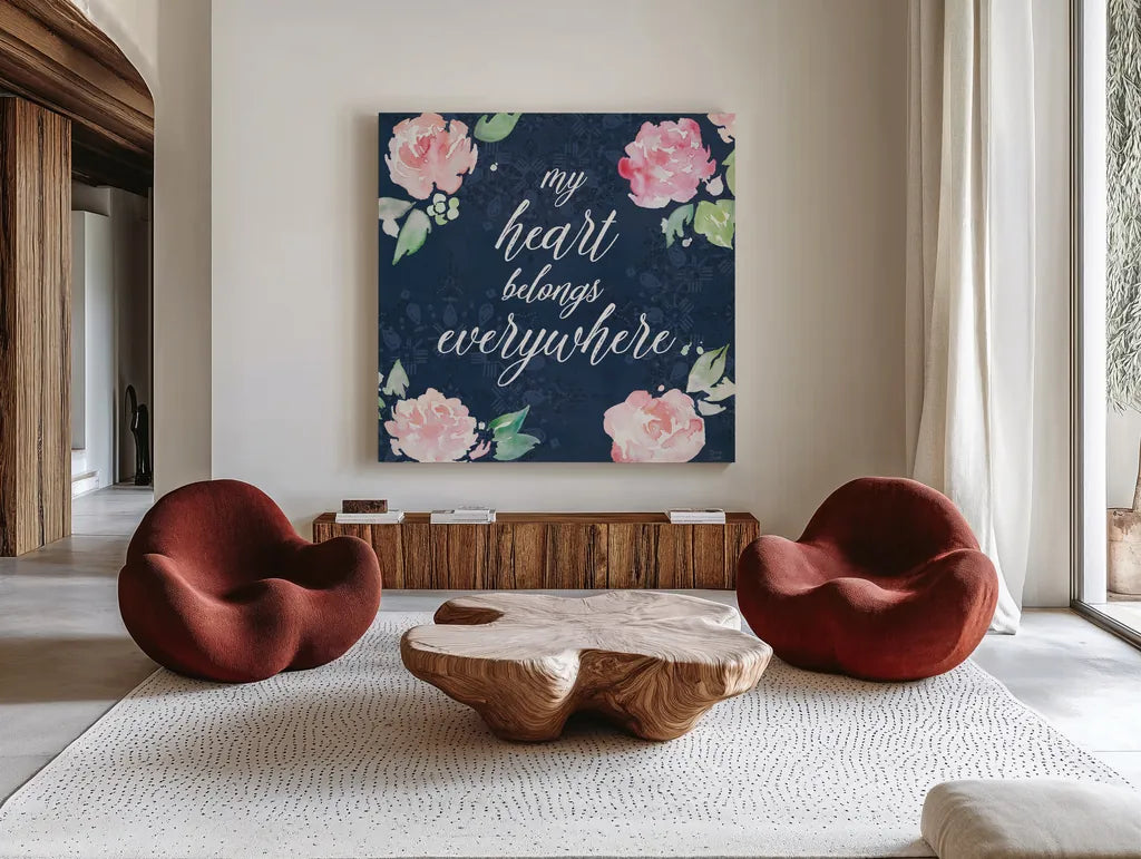 Moroccan Bouquet V by Dina June. Shown as extra-large giant wall art in a modern living room. Available as an archival giclee rolled canvas, fine art paper, or poster print. SKU 61640a.
