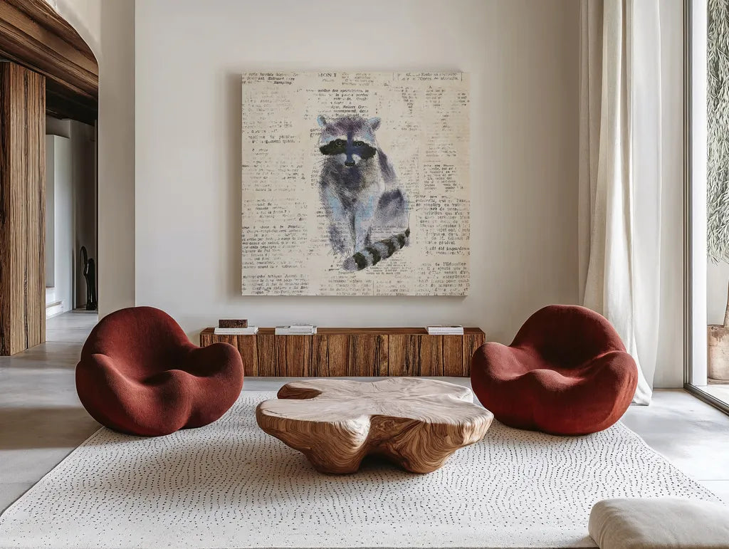 Into the Woods VIII no Border by Emily Adams. Shown as extra-large giant wall art in a modern living room. Available as an archival giclee rolled canvas, fine art paper, or poster print. SKU 23331a.