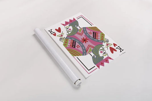 King of Hearts by Farida Zaman. shown as a rolled paper print. Available as archival giclee rolled canvas, fine art paper, or poster print. SKU 91525h.