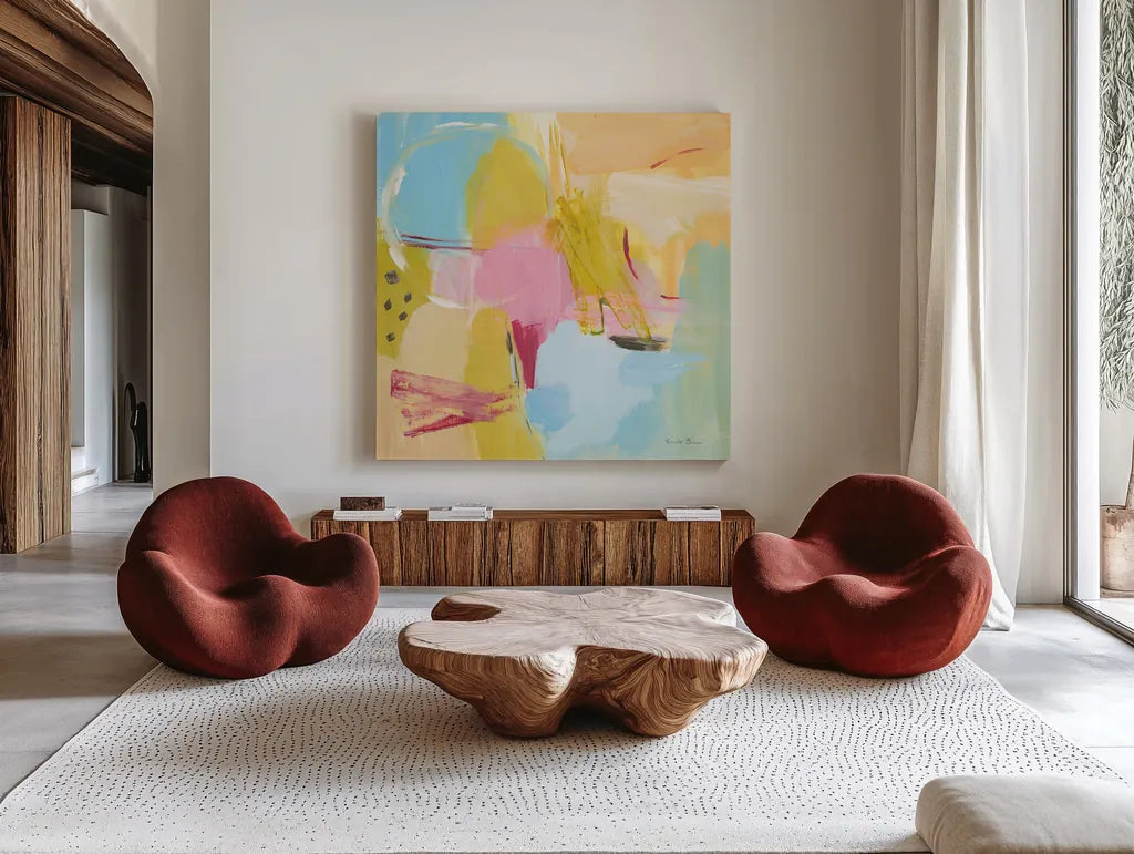 Transition II by Farida Zaman. Shown as extra-large giant wall art in a modern living room. Available as an archival giclee rolled canvas, fine art paper, or poster print. SKU 52736a.