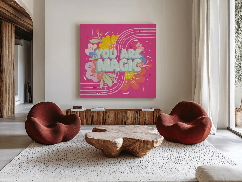 You Are Magic by Gia Graham. Shown as extra-large giant wall art in a modern living room. Available as an archival giclee rolled canvas, fine art paper, or poster print. SKU 87813a.