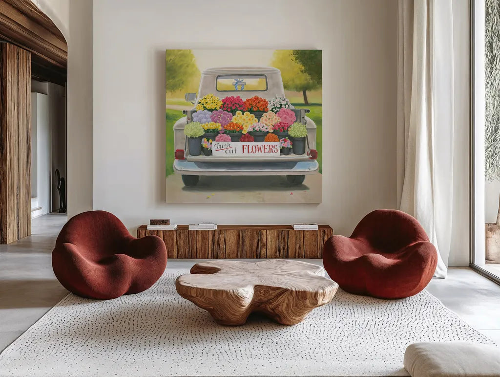 Beautiful Country III Square by James Wiens. Shown as extra-large giant wall art in a modern living room. Available as an archival giclee rolled canvas, fine art paper, or poster print. SKU 30846a.