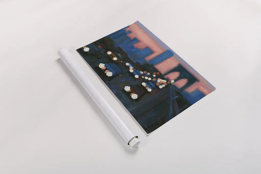 Brooklyn Bridge Evening by James Wiens. shown as a rolled paper print. Available as archival giclee rolled canvas, fine art paper, or poster print. SKU 65983i.