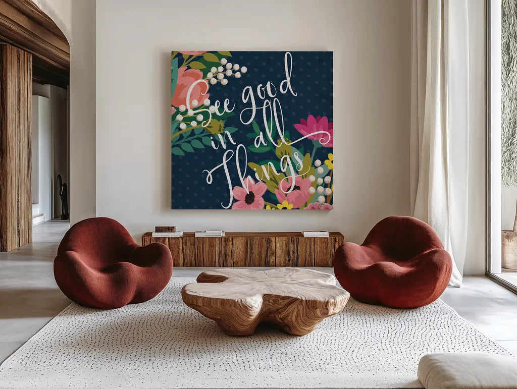 Romantic Luxe III Pastel by Janelle Penner. Shown as extra-large giant wall art in a modern living room. Available as an archival giclee rolled canvas, fine art paper, or poster print. SKU 37894a.