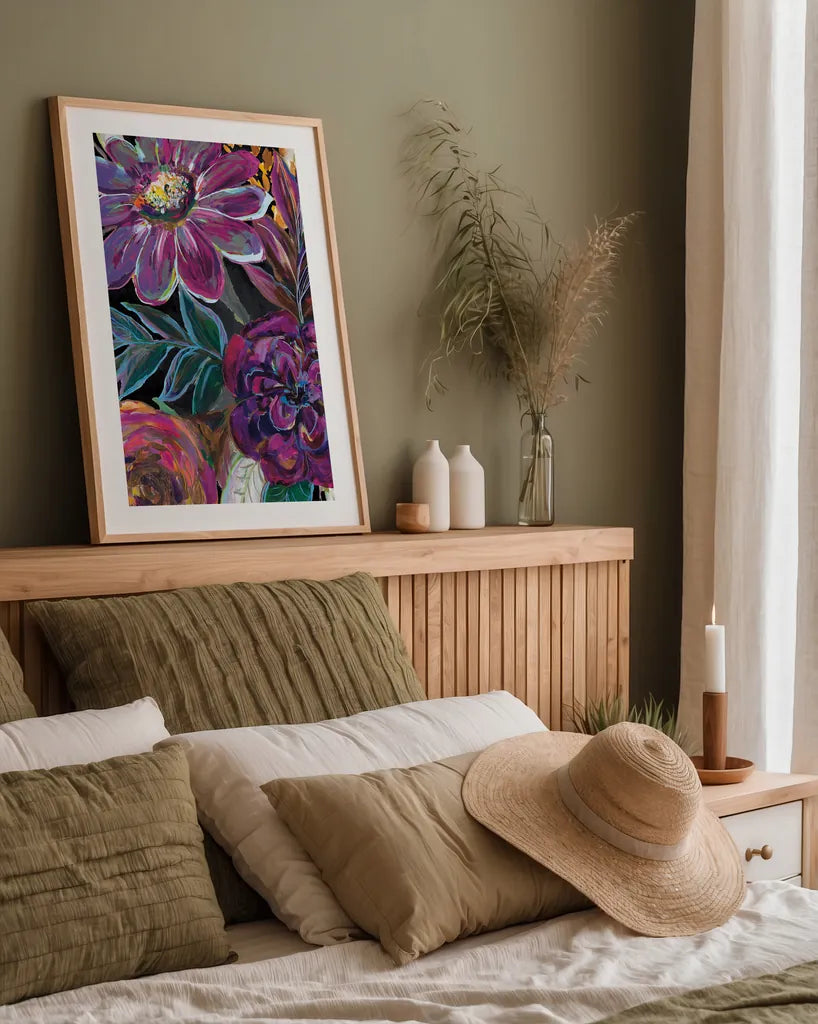 Festive Season I Black Crop II by Jeanette Vertentes. shown as a paper print in a natural frame. Available as a archival giclee rolled canvas, fine art paper, or poster print. SKU 72293h.
