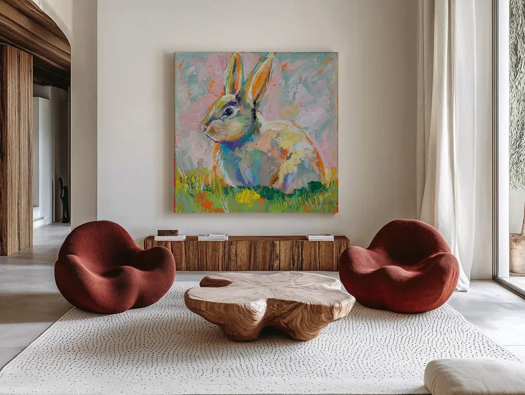 Piper by Jeanette Vertentes. Shown as extra-large giant wall art in a modern living room. Available as an archival giclee rolled canvas, fine art paper, or poster print. SKU 71464a.