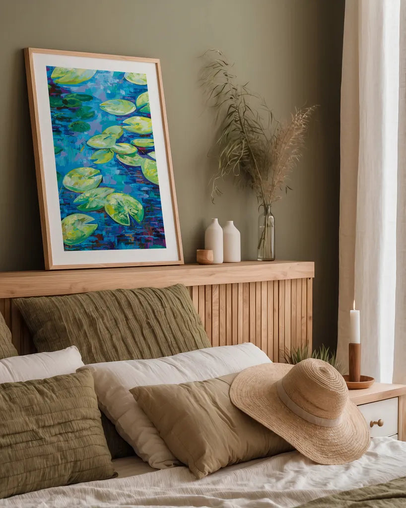 Water Steps by Jeanette Vertentes. shown as a paper print in a natural frame. Available as a archival giclee rolled canvas, fine art paper, or poster print. SKU 74838h.