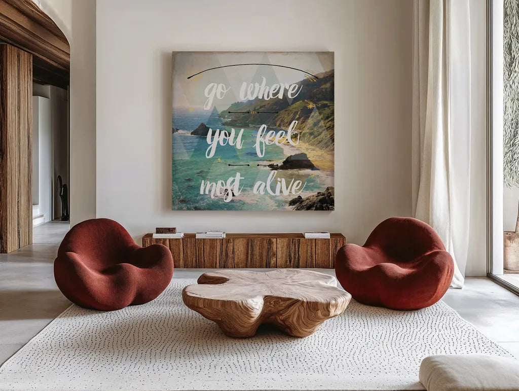 Sea View I by Jess Aiken. Shown as extra-large giant wall art in a modern living room. Available as an archival giclee rolled canvas, fine art paper, or poster print. SKU 29906a.