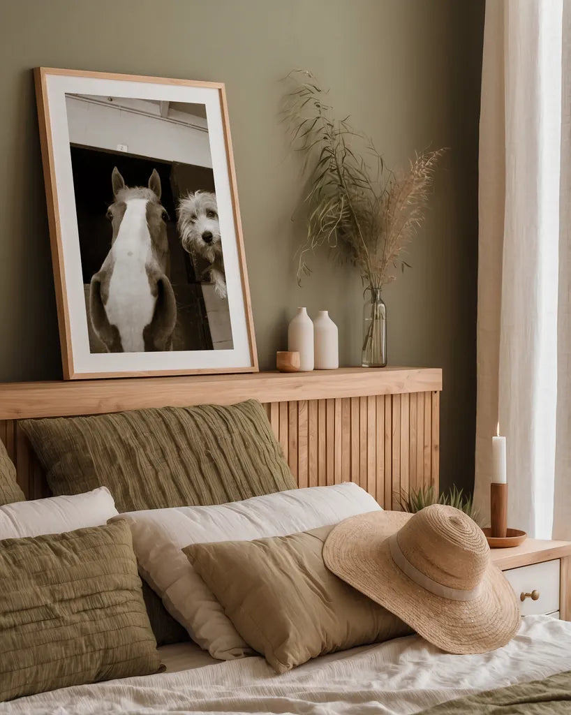 Hanging Out by Jim Dratfield. shown as a paper print in a natural frame. Available as a archival giclee rolled canvas, fine art paper, or poster print. SKU 25474h.