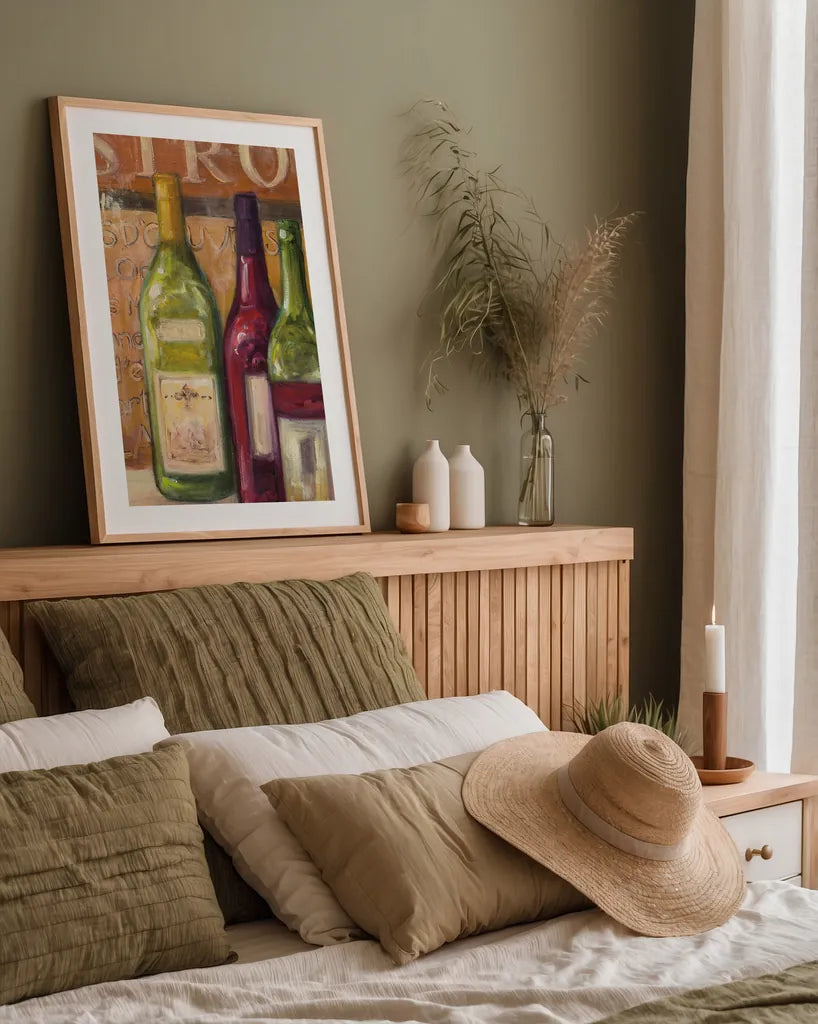 A Night at the Bistro III by Julia Purinton. shown as a paper print in a natural frame. Available as a archival giclee rolled canvas, fine art paper, or poster print. SKU 37749h.