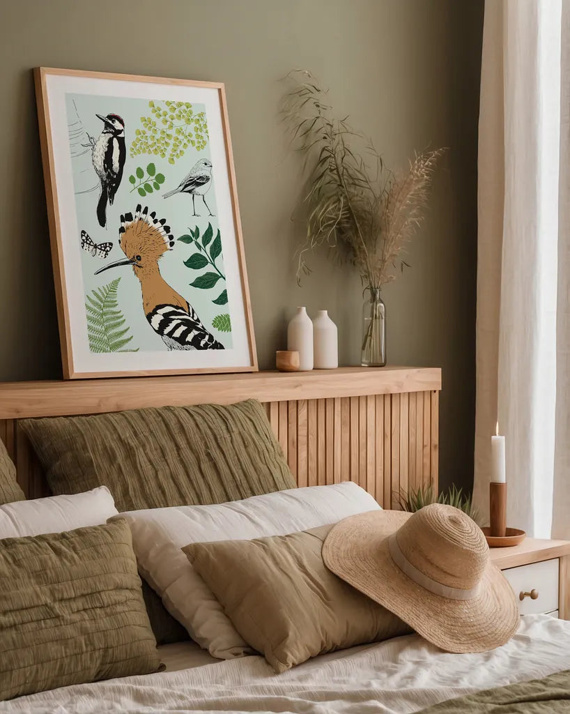 Nature Chart II by Kasia Kucwaj-Tybur. shown as a paper print in a natural frame. Available as a archival giclee rolled canvas, fine art paper, or poster print. SKU 81330h.