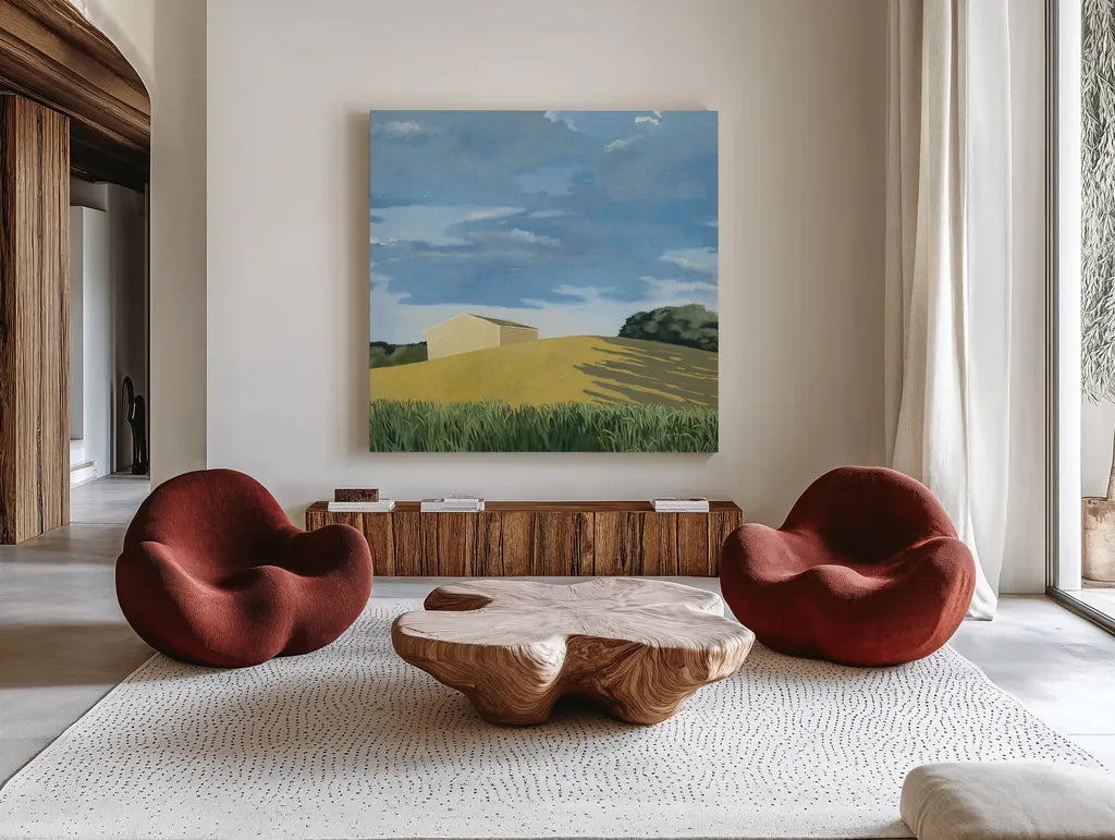 Helgers by Kathrine Lovell. Shown as extra-large giant wall art in a modern living room. Available as an archival giclee rolled canvas, fine art paper, or poster print. SKU 58640a.