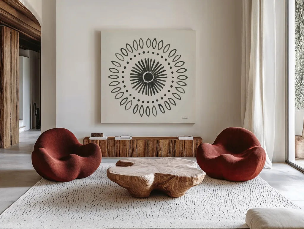 Kami VI by Kathrine Lovell. Shown as extra-large giant wall art in a modern living room. Available as an archival giclee rolled canvas, fine art paper, or poster print. SKU 37907a.
