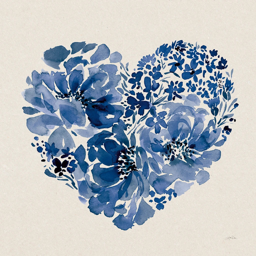 Blue Floral Heart by Katrina Pete