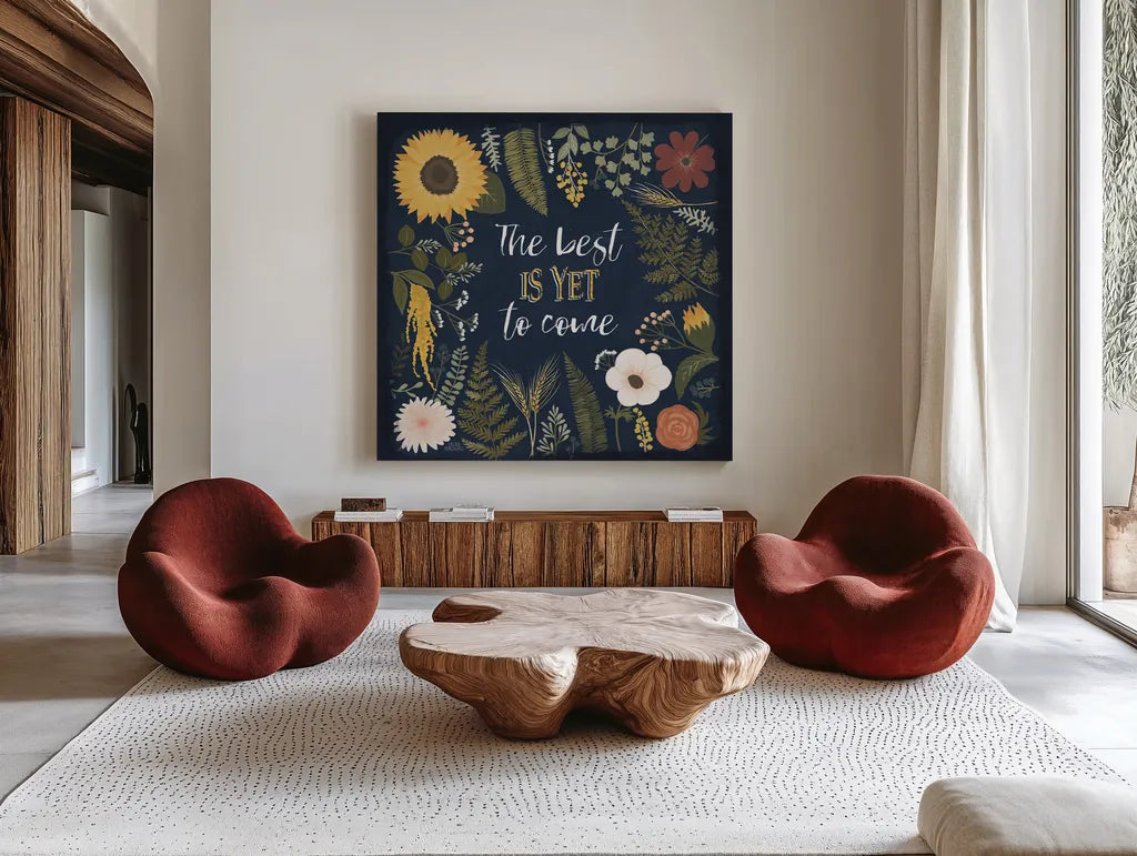 Autumn Romance VI by Laura Marshall. Shown as extra-large giant wall art in a modern living room. Available as an archival giclee rolled canvas, fine art paper, or poster print. SKU 38461a.